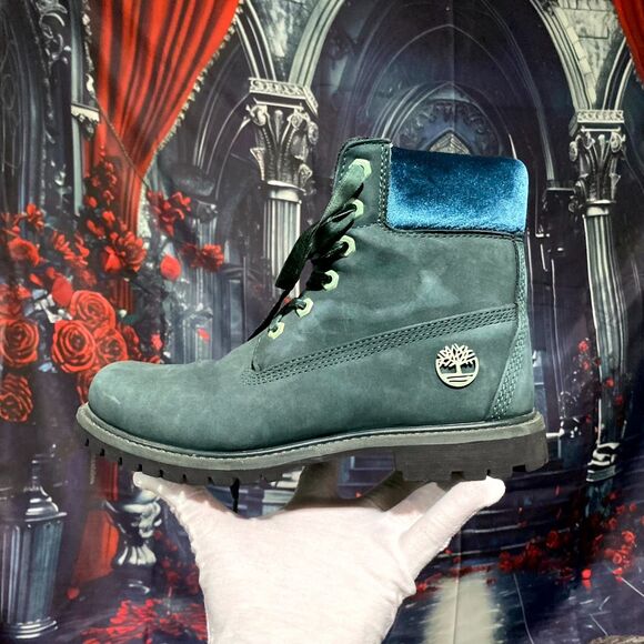 Timberland Women's 8 Green Suede Waterproof Boots Lace-Up Ankle Outdoor Classic - Picture 3 of 6